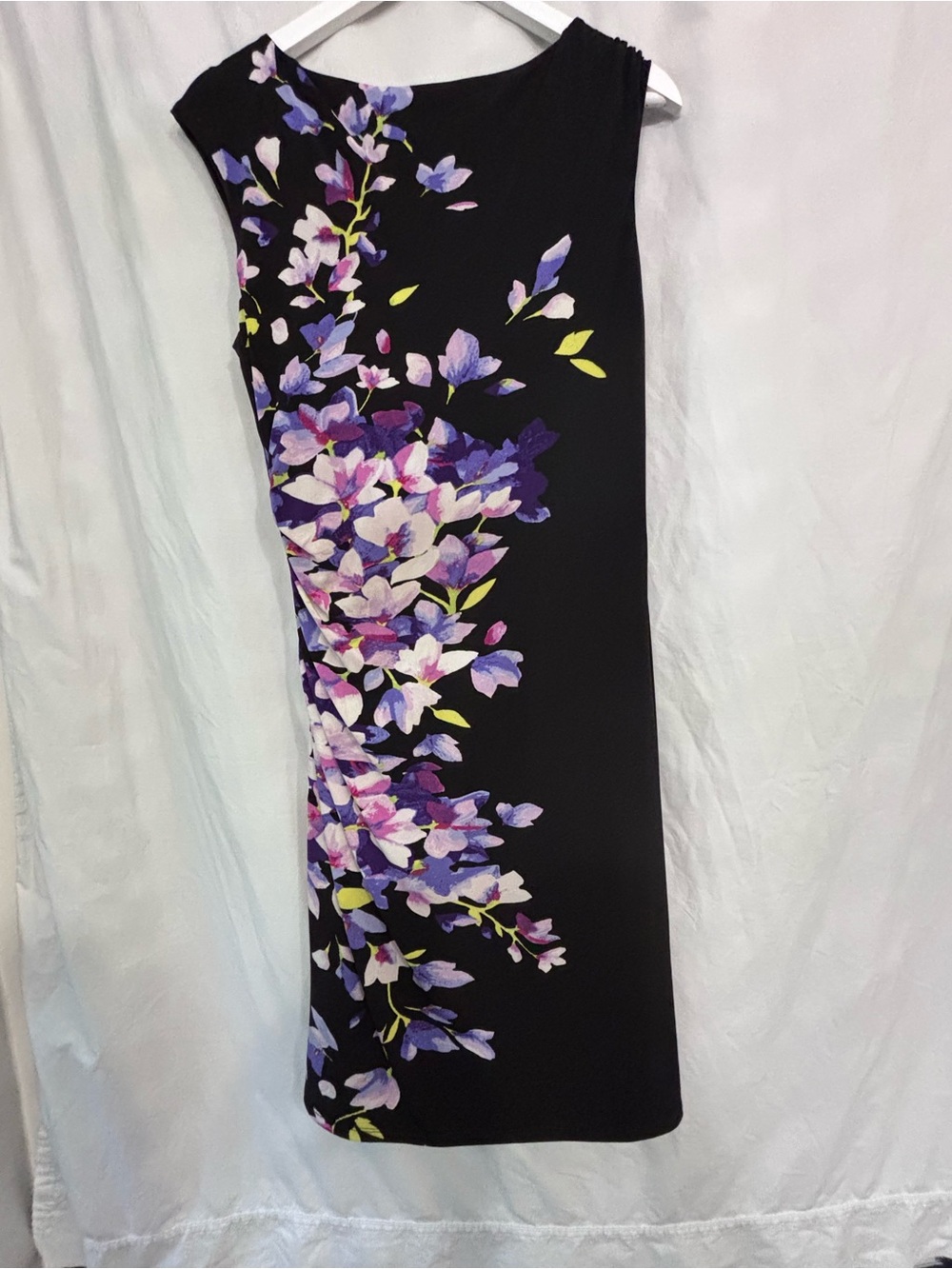 Ralph Lauren Black Midi Dress with Purple & Pink Floral Print - Picture 3 of 3